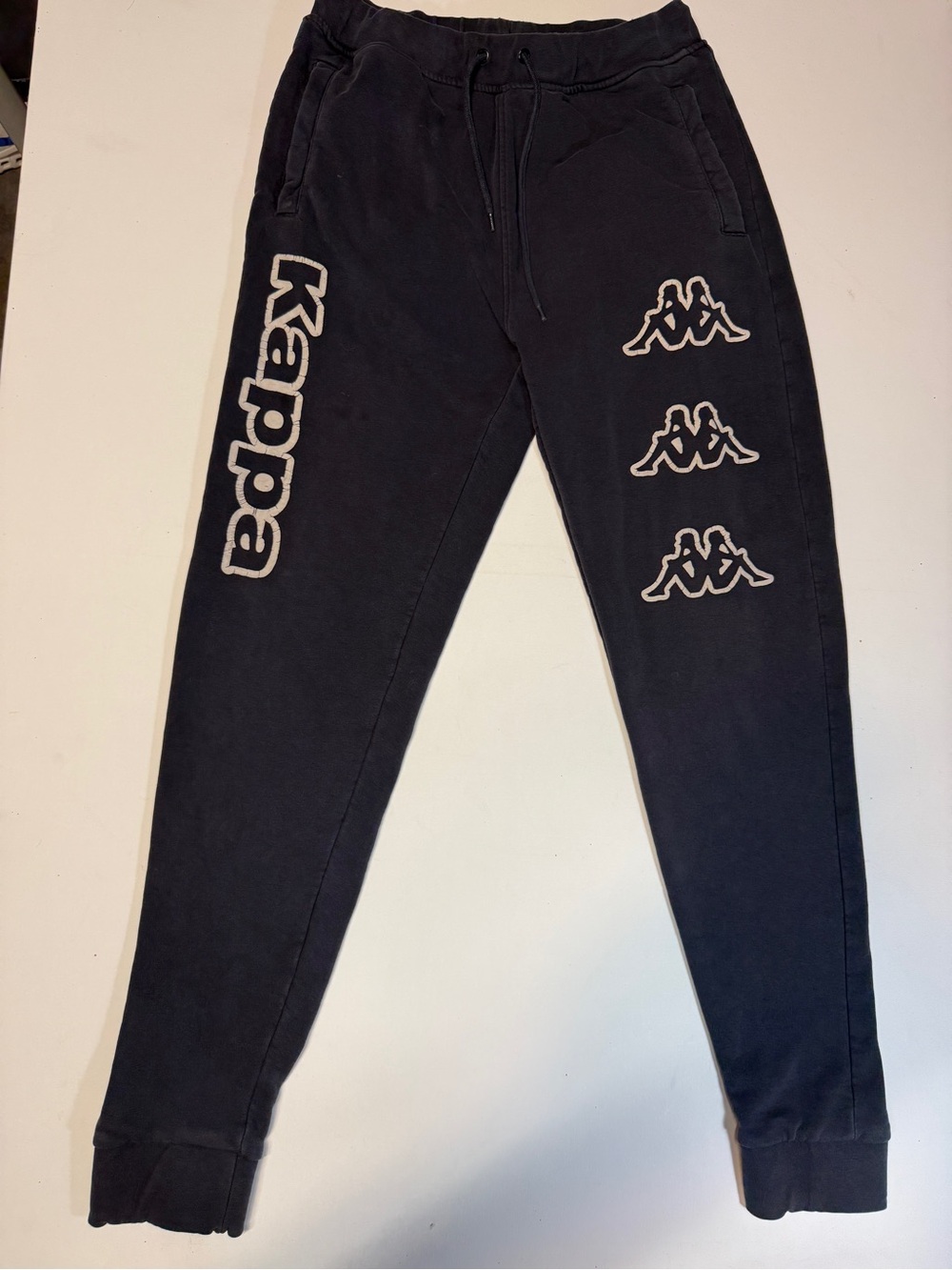 Kappa Kids Black Joggers with White Logo Accents